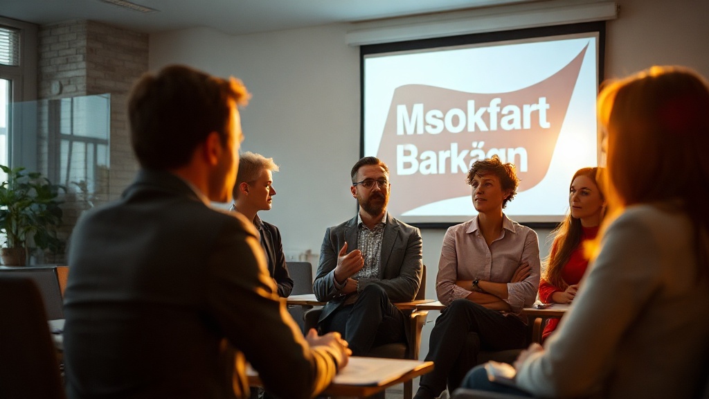 Mitarbeiterschulung Datenschutz in einem KMU — Teilnehmer mit Präsentation und Schulungs-Unterlagen